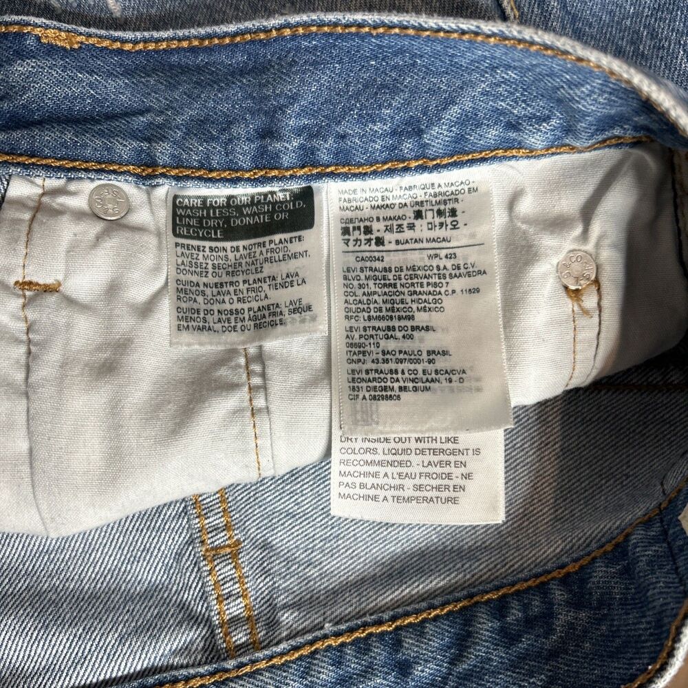 Levi’s Denim Shorts High Rise Cutout Button Fly Raw Hem Blue - Picture 8 of 10